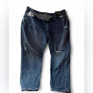 Womens a.n.a Relaxed Fit Dark Blue Mid Rise Boyfriend Jeans Size 14